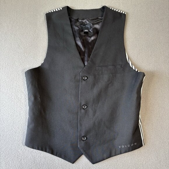 Volcom Waistcoat Mens Size M Black Formal CORPO CLASS Wedding Dress Vest Suit - Picture 1 of 13